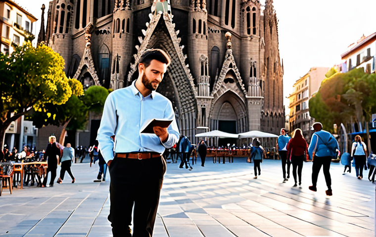 **

A vibrant street scene in Barcelona during the afternoon golden hour. A professional architect, fully clothed in a stylish yet modest business casual outfit (think linen trousers, a crisp button-down shirt, and comfortable loafers), is sketching in a notebook. The Sagrada Familia is subtly visible in the background. Focus on capturing the dynamic energy of the city, with people strolling by and caf&eacute; sounds audible. Safe for work, appropriate content, professional, family-friendly, perfect anatomy, natural proportions.

**