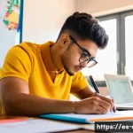 AFP 시험 합격률 높이는 방법 - A focused young adult Hispanic student studying at a modern desk in a cozy, well-lit room decorated ...