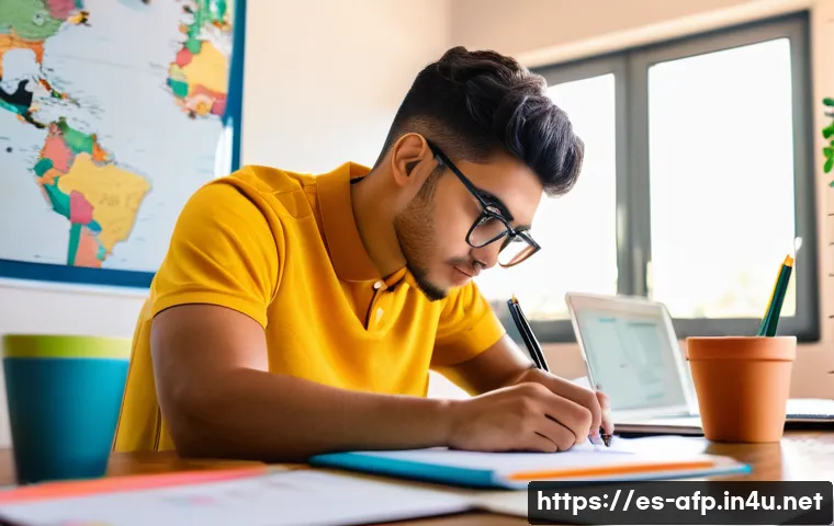AFP 시험 합격률 높이는 방법 - A focused young adult Hispanic student studying at a modern desk in a cozy, well-lit room decorated ...
